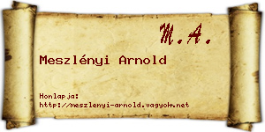 Meszlényi Arnold névjegykártya